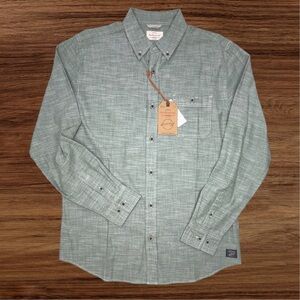 Weatherproof Vintage Men’s L/S Casual Button Up Shirt. Duck Green Size Medium
